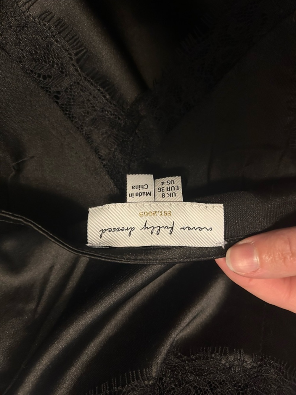 Never Fully Dressed Black Satin Slip with Lace Trim - Picture 4 of 7